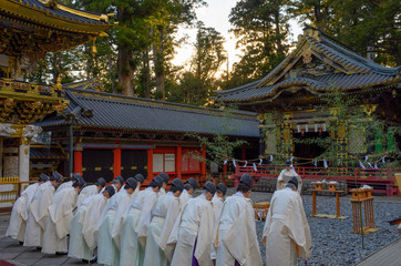 Religious ceremony in Nikko World Heritage , Japan ,  New Year 2020