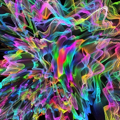 Abstract 3d illustration of colorful moving lines, energy explosion, fantastic & scientific concept abstract background.