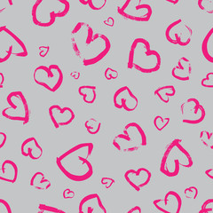 Seamless pattern with hand drawn hearts