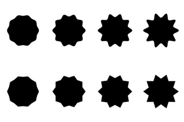 Vector black star price tag or quality mark badge for blank label template design. Promo sale sticker of starburst or sunburst icon. 