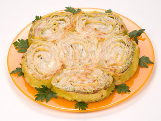 Rosette con prosciutto cotto e formaggio