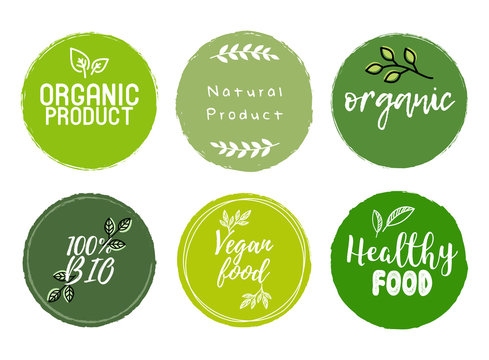 Set of Organic, Bio, Eco, Healthy Food Signs vector