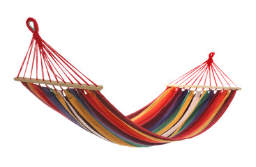 Empty comfortable bright hammock isolated on white