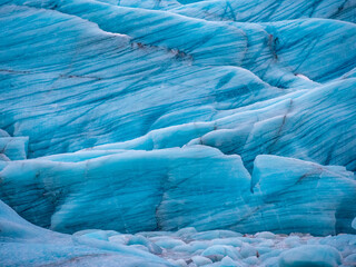 Blue glacier in Iceland, ice frozen water, ice blocks, Svínafellsjökull Glacier