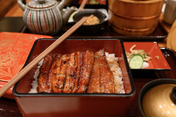 Hitsumabushi , japanese unagi rice bowl 