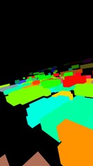 3d rendering illustration of flying cube shapes on black background.