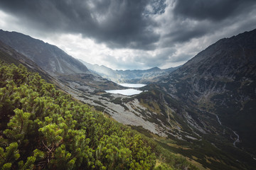 Mountain view. Valley of Five Ponds in the Tatra mountains.