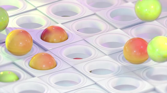 Abstract 3d motion background render loop  with multicolor spheres.