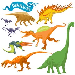 Dinosaurs isolated on white back vector format land hand draw illustration set 3