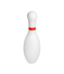 Bowling pin with red stripe isolated on white