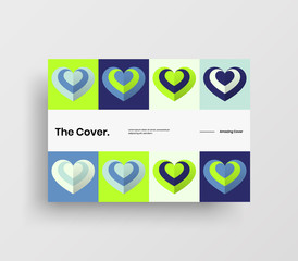 Amazing Valentine's day vector A4 horizontal orientation front page mock up. Abstract cover with heart illustration design layout. Holiday greeting card simple creative brochure template background.