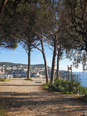 Fototapeta na wymiar Romantische Ecke auf dem Colline du Château in Nizza