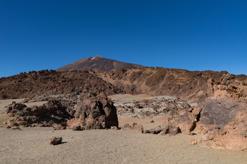 Martian landscape on the eastern slopes of Montana Blanca Mirador las Minas de San Jose, Teide...