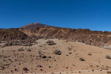 Martian landscape on the eastern slopes of Montana Blanca Mirador las Minas de San Jose, Teide National park, Tenerife, Canary islands, Spain