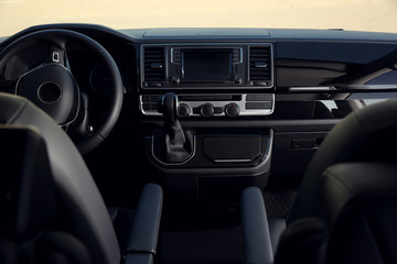 Fototapeta premium Closeup view of new modern car inside