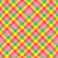 Seamless pattern in creative bright red, green, pink, yellow and grey colors for plaid, fabric, textile, clothes, tablecloth and other things. Vector image. 2