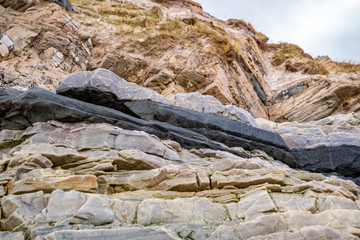 Layers of schist found in the rocks of Maghera beach near Ardara County Donegal in Ireland.