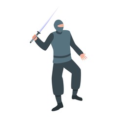 Fighting ninja icon. Isometric of fighting ninja vector icon for web design isolated on white background