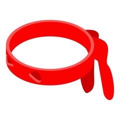 Ninja red band icon. Isometric of ninja red band vector icon for web design isolated on white background © ylivdesign