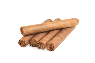 Cuban cigars on a white background