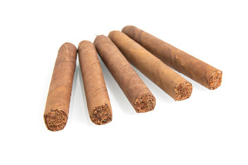 Cuban cigars on a white background