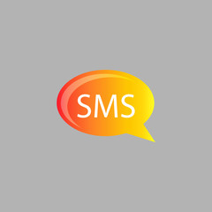 SMS bubble speech vector icon, flat info  sign isolated on grey background