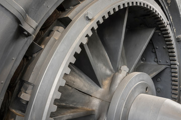 flywheel of a historic engine