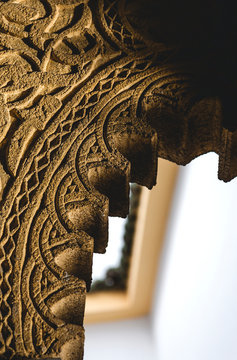 Typical building and details of Arab architecture. Doors, windows, mosaics, crafts