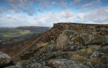 Fototapeta na wymiar Rocky terrain in the Derbyshire Peak District, UK