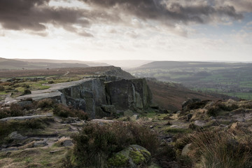Fototapeta na wymiar Rocky terrain in the Derbyshire Peak District, UK