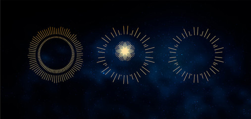 Occult symbols isolated on dark sky background. Magic vector elements