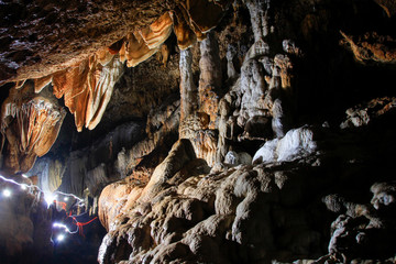 The beauty of stalagmite ornament of Gilap Cave in Gunungsewu karst. Karst area is a place for water conservation.