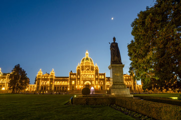 night view of Legislative Assembly of British Columbia