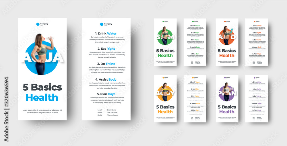 Poster Vector DL Flyer design in white with colored circles on the background.