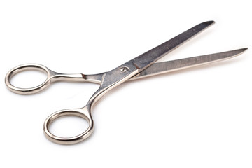 Metal scissors isolated on white background