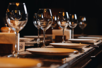 luxury tableware beautiful table setting in restaurant