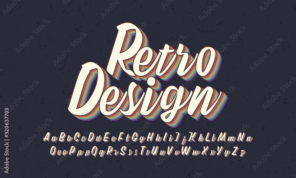 Fototapete vector of bold retro font and alphabet. font with retro colorful layers. vector illustration.