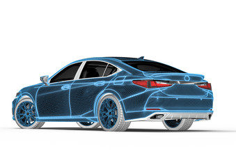 3D rendering representing an x-ray of a car