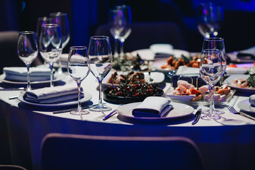 luxury tableware beautiful table setting in restaurant