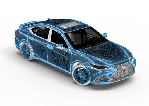3D rendering representing an x-ray of a car