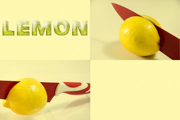 Fotografías de un limón cortándolo por la mitad visto desde distintos ángulos.