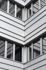 corner in an office building with metal facade