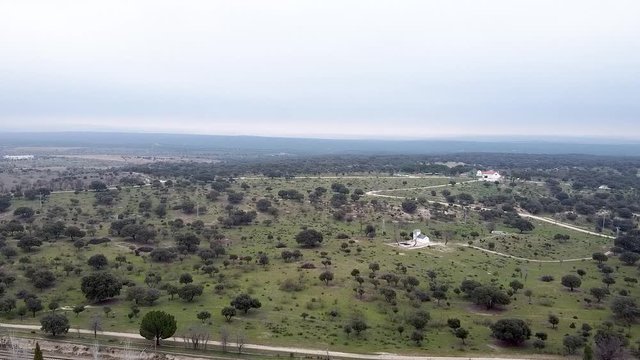 Aerial view of the Monte del Pardo in Madrid. Forest in European city.