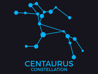 Centaurus constellation. Stars in the night sky. Cluster of stars and galaxies. Constellation of blue on a black background. Vector illustration