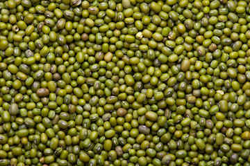 Green bean or mung bean background. Top view. Healthy Food. 