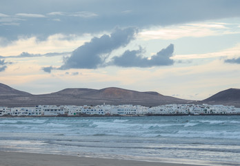 Beach  Caleta de Famara  on island Lanzarote.