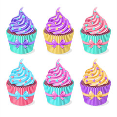 set of colored cupcakes. vector illustration