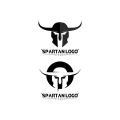 spartan logo black Glaiator and vector design helmet and head black