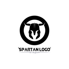 spartan logo black Glaiator and vector design helmet and head black