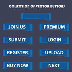 collection of vector blue buttons, web elements design